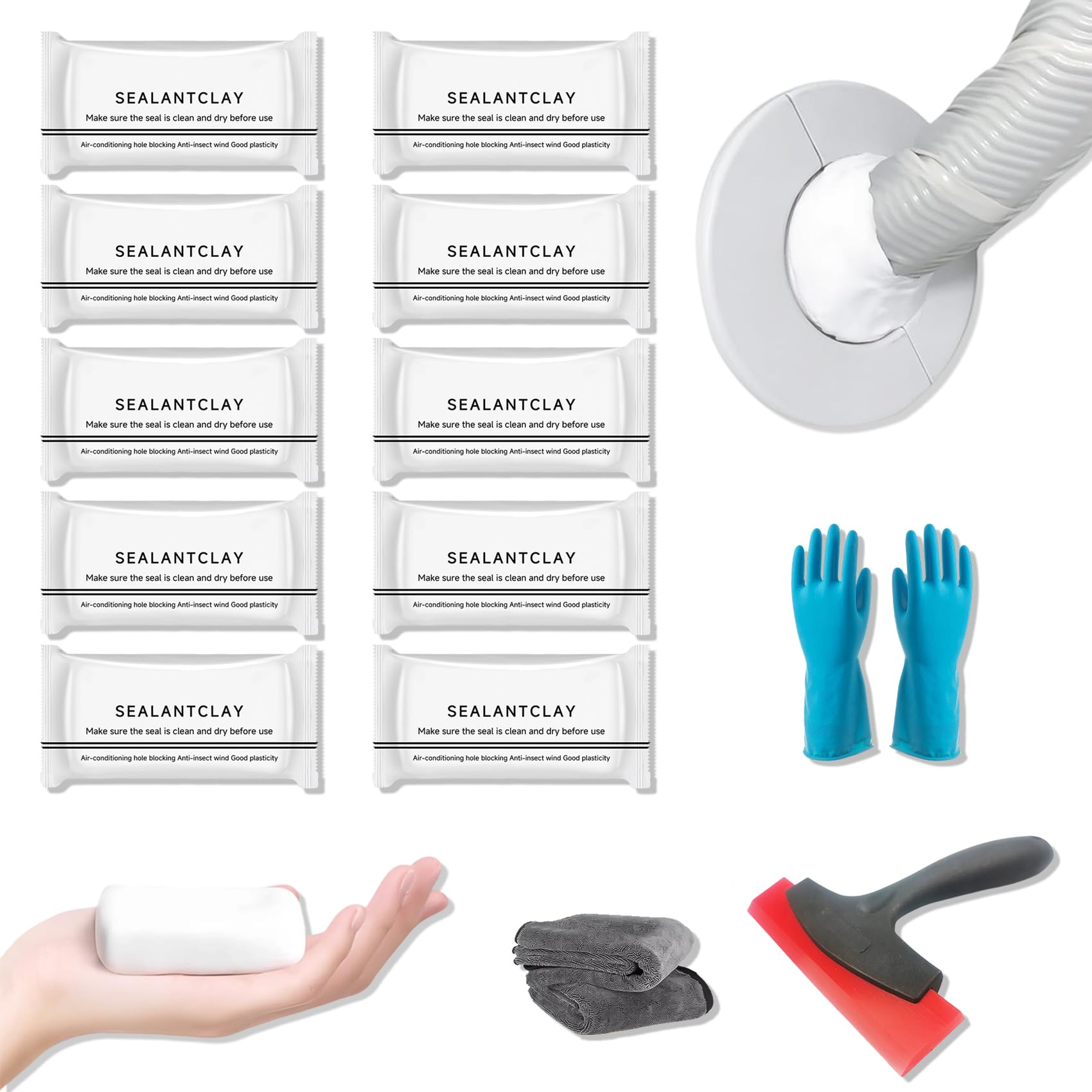 Photo 1 of 10Count Waterproof Sealant Mastic, Quick Mending Mud, Multipurpose Waterproof Sealant Clay for Drain Connection, Wall Hole, Air Conditioning Hole Water Proof Seal Putty (10 PCS)