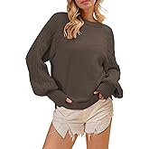 Cakulo Womens Fall Pullover Sweaters Chunky Cable Knit Sweater Lantern Sleeve Crewneck Fashion Knitted Tops 2025