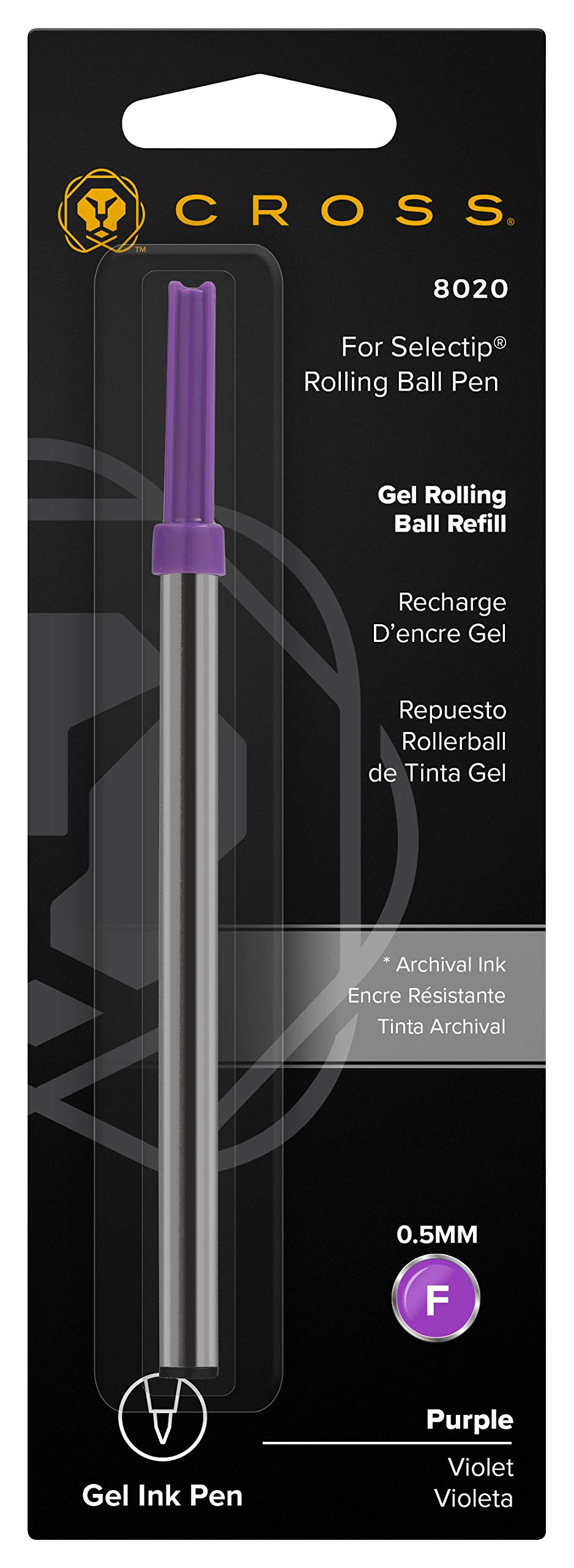 Cross Selectip 8020 Rollerball Pen Refill Gel Ink 0.5 mm Purple