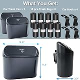 KITBEST Car Bin 2 Pack Mini Trash Can with Lid 120 Bags & 4 Hooks view 2