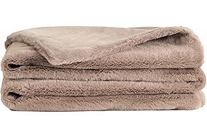 UnHide Lil’ Marsh - Faux Fur Blanket - Durable, Lightweight, Extra Soft Blanket - Machine Washable - Add a Layer of Softness to Any Bed, Couch, or Reading Chair - Mocha Shar Pei, Small (50" x 60")
