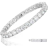 TUHE Moissanite Tennis Bracelet 5.0-21.0CT 18K Gold Plated 925 Sterling Silver Bracelets 3/4/5MM D Color VVS1 Round Lab Created Moissanite Bracelet for Women Men 6-8.5 Inch Jewelry Valentines Gifts