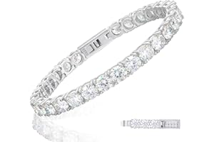 TUHE Moissanite Tennis Bracelet 4.8-21Carats 18K Gold Plated 925 Sterling Silver Bracelets 3/4/5MM D Color VVS1 Round Cut Lab Created Moissanite Bracelet for Women Men 6-8.5IN Thanksgiving Day Gifts