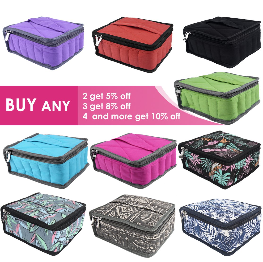 Essential Oils Storage - pureGLO 30 Bottle Essential Oil Carrying Case - Essential Oil Organizer Bag Travel Carrier Holds 5ml, 10ml, 15ml Vials - Holder for Young Living & Doterra Containers Floral