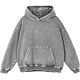 KEEPSHOWING Mens Oversized Hoodies Vintage Hoodie Couples Pullover Acid Wash Hoodies for Men Streetwear Sweatshirts