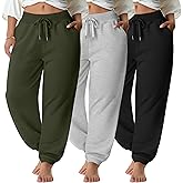 Oakgarden 3 Pack Women's Plus Size Sweatpants Joggers Tapered Elastic Waist with Pockets Workout Athletic Lounge Yoga Pants