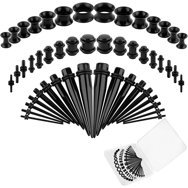 VAGA 36pcs Tapers and Plugs Ear Stretching Set with Glow in the VAGA 36pcs Tapers and Plugs Ear Stretching Set with Glow in the