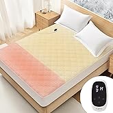 Caperia Heated Mattress Pad Quilted Multizone Electric Mattress pad Individual Body & Feet Bed Warmer 9 Heat Settings 1-12 Ho