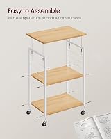 VASAGLE Kitchen Shelf on Wheels 3-Tier Trolley Golden Oak White KKS060Y09 view 7