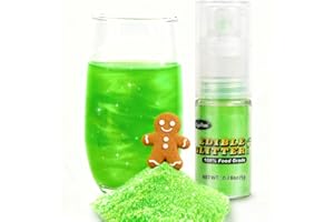 JOYVITAS Shimmer Green Edible Glitter Spray, Edible Glitter Dust for Cocktails, Metallic Food Coloring Powder, 5g Foodgrade Luster Dust for Drink & Cake Decorating, Baking, Chocolate, Christmas Supplies
