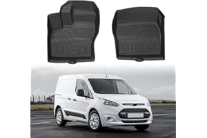 Mixsuper Custom Fit Front Floor Mats for 2014-2021 Ford Transit Connect with Vinyl Flooring and Floor Posts Only, All Weather Floor Liners Durable 1st Row Set Black
