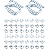 QWORK Metal Wire Buckle, 1/2" Width, 50 Pack, Silver, for Polypropylene Strapping Cord Strapping