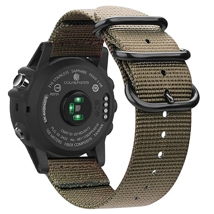 Fintie Band for Garmin Fenix 5X Plus/Tactix Charlie Watch, 26mm Premium Woven Nylon Adjustable Replacement Strap for Fenix 5X/5X Plus/3/3 HR/Tactix ...