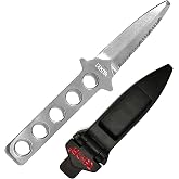 Tekna&reg; Ocean Edge&reg; Dive Knife &ndash; Chisel Tip Diving Knife, Black Sheath | Essential Scuba Dive Gear, Controlled Cutting with Quick Adjust Velcro Leg Straps and Sheath - Polished Stainless Steel