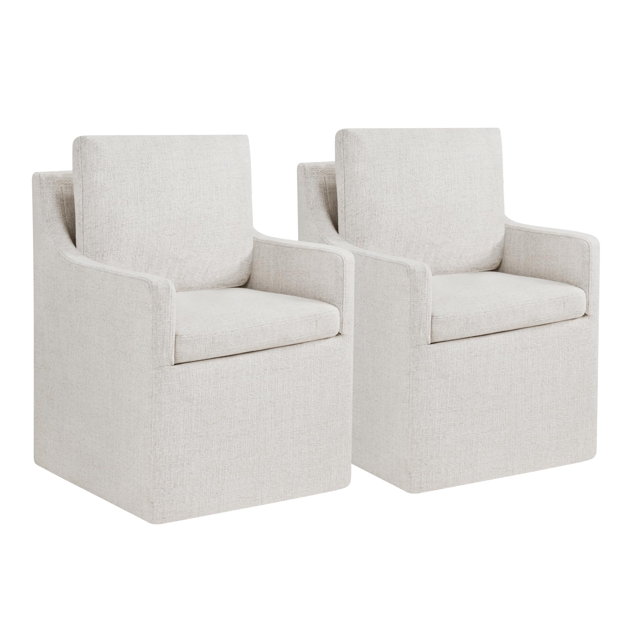 Photo 1 of KISLOT Upholstered Dining Chairs with Casters Easy Assembly Modern Accent Armchair with Rollers for Diningroom Bedroom Livingroom Reading Room,Linen,2 Boxs