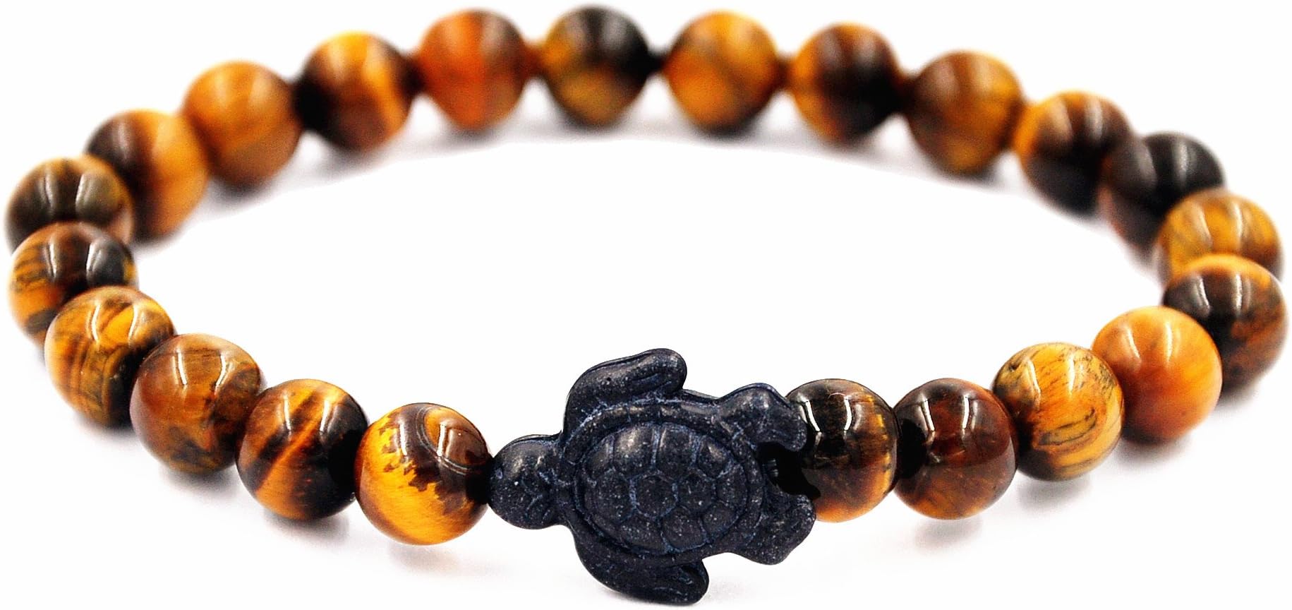 Minestone Turtle Energy Bracelet Tiger-Eye Bracelet with Turtle in Black Turquoise Turtle Bracelet-Healling Bracelet