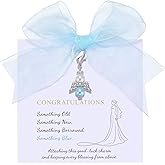 MIXJOY Something Blue Gift for Bride, Wedding Day Bridal Blue Pearl Angel Wings Bouquet Garter Charm for Bride to Be