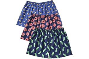 Cinvik Mens Boxer Shorts Funny Boxers Sleep Short Plaid Cotton Loose Woven Boxers for Men Small Medium Large