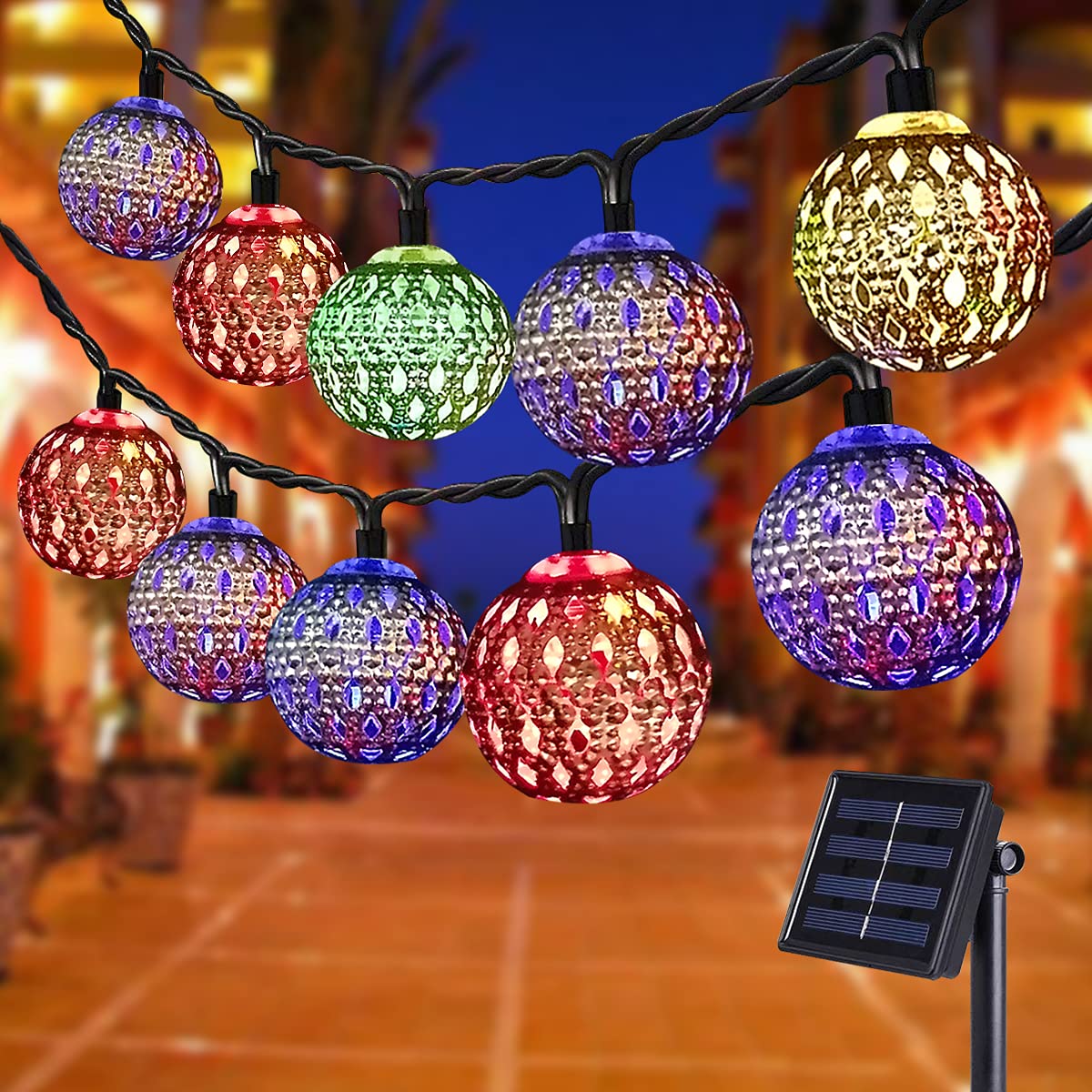 SZJMAO Solar String Lights Outdoor, 8 Modes 23ft 50LED Garden Lights Solar Fairy Lights Waterproof Lighting for Gazebo, Fence, Wall, Patio,Wedding,Christmas(Multicolor)
