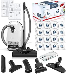 Miele Complete C3 Cat and Dog Canister HEPA Canister Vacuum Cleaner with SEB228 Powerhead Bundle - Includes Miele Performance Pack 16 Type GN AirClean Genuine FilterBags + Genuine AH50 HEPA Filter