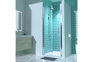 ExBrite 30-31.5 in.W x 72 in.H Bifold Frameless Glass Shower Door,1/4 in. Fold Clear Glass Shower Panel Pivot Swing Shower Doors,Chrome Finish,Reversible Installation