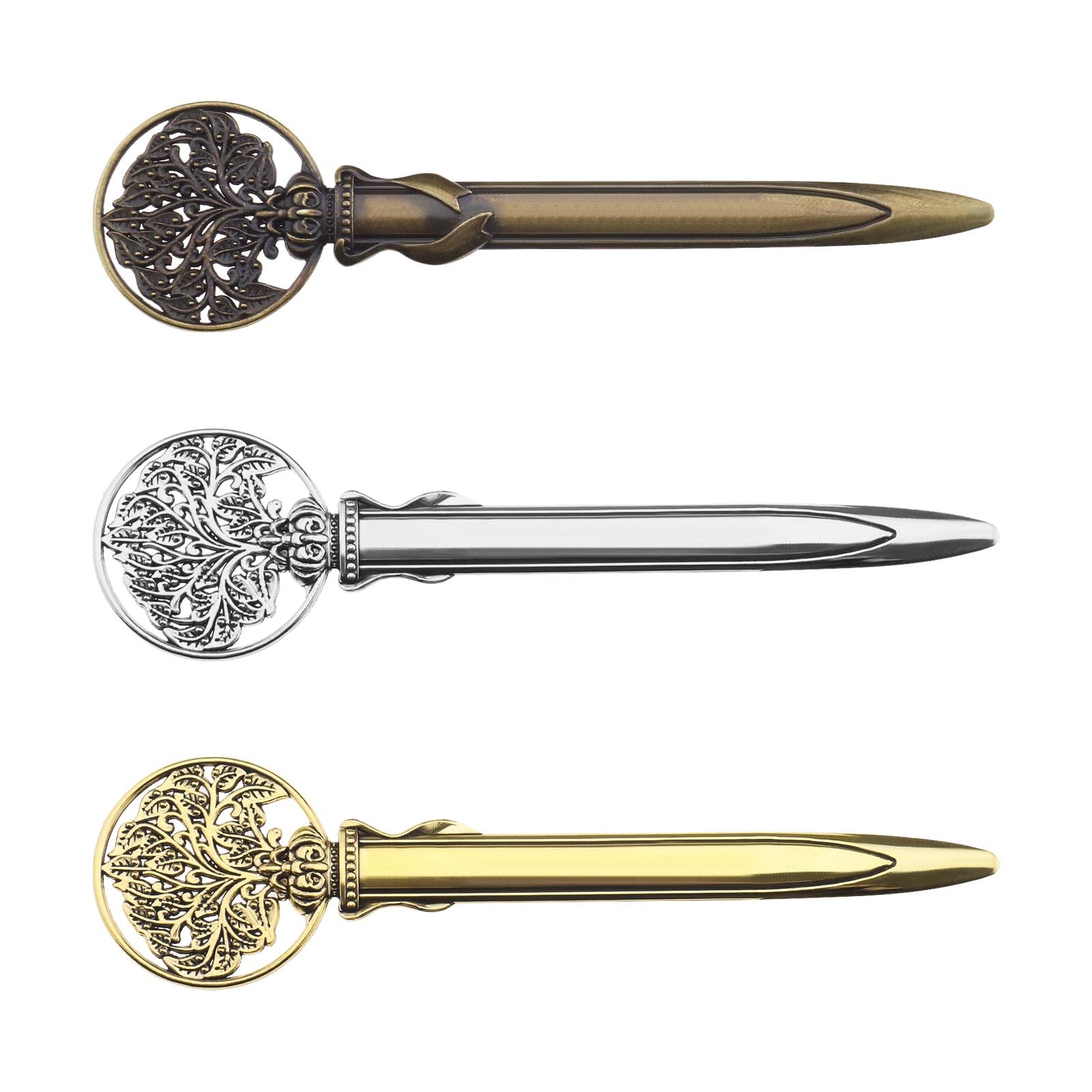 YINETTECH 3PCS Letter Opener Retro Exquisite Envelope Slitter Tree of Life Mail Opener for Opening Letters Mail Packages 12.8cm Zinc Alloy (1 Silver & 1 Gold & 1 Bronze)