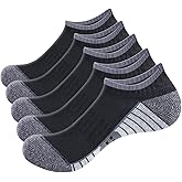 YUEDGE Men's Ankle Socks Cushioned Athletic Running Socks For Men Moisture Wicking Low Cut Mens Socks, 5 Pairs