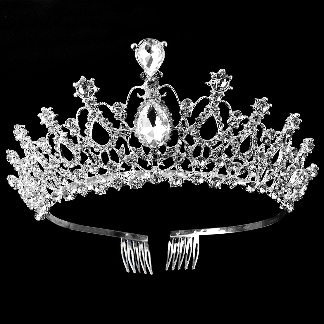 SUMERSHA Wedding Tiara Crown with Comb Bridal Pageant Rhinestone Crystal Prom Gorgeous Headband Hair Accessories For Party Birthday Christmas