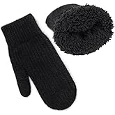 XuoAz Women Warm Winter Wool Mittens - Cute Knit Fleece Gloves Double Layler Mitts for Cold Weather