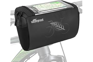 WOTOW Bike Waterproof Handlebar Bag, Bicycle Front Basket Pack with Touch Screen Phone Holder, Reflective Storage Pouch 3L for Men Women Kids Outdoor Road MTB Cycling