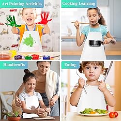 BOUBONI 24 Pieces White Kids Painting Aprons Kids