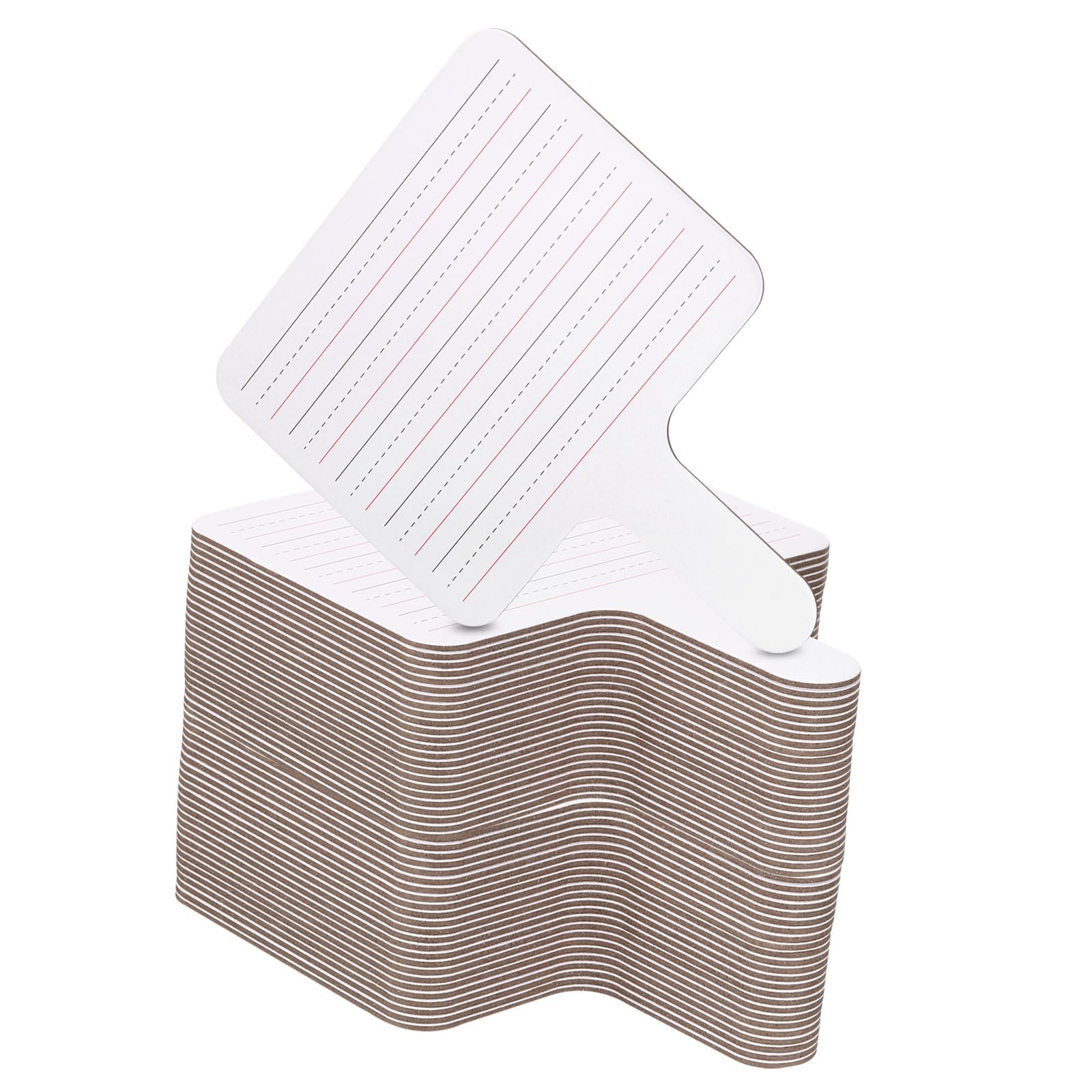 PATIKIL 10x8in Thickened Dry Erase Paddles, 48Pcs Handheld Double Side Square Answer Paddle Lined Dry Erase Boards for Voting Game Teaching Classroom Office Party