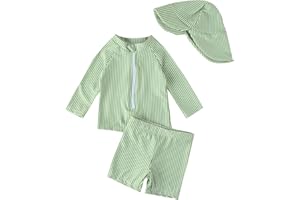 JiAmy Toddler Baby Girls Boys Rash Guard Set with Swim Trunks for Kids 3PCS Long Sleeve Bathing Suits