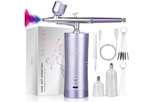 SAVILAND Advanced Airbrush for Nails: Limitless Nail Art Creativity Airbrush Kit Pro Dual-Mode Rechargeable 0.3mm Nozzle Makeup Set Nail Airbrush Machine for Ombre French Airbrush Paint Salon（Purple）