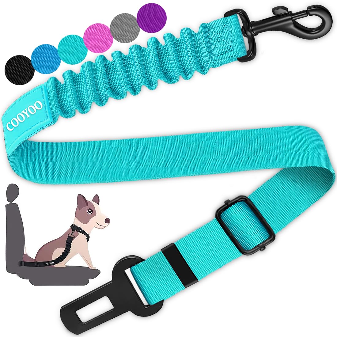 Photo 1 of COOYOO Dog Seat Belt,Retractable Dog Car Harness Seat Belt for Car Adjustable Nylon Pet Safety Seat Belts Heavy Duty & Elastic Bungee Buffer