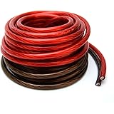 4 Gauge 25' BLACK and 25' RED Car Audio Power Ground Wire Cable 50' ft Total