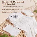 momcozy Bamboo Baby Bath Towels Set 5 Packs Hooded Towel Washcloths Glove view 4