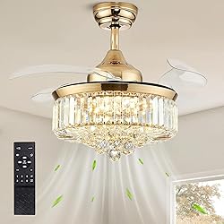 Siljoy 36 Inch Gold Fandelier Ceiling Fan with