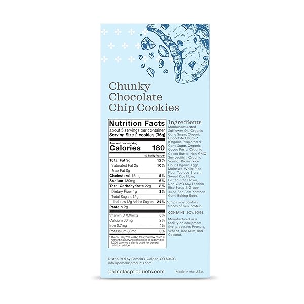 PAMELAS PRODUCTS CHUNKY CHOCOLATE CHIP COOKIES, 6.25 OZ