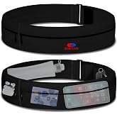 BibBoards Running Belt for Phone, Black, 38-48 in | No-Bounce Running Belt, Water and Sweat-Resistant, Adjustable Waist, Holds Phone, Keys, Cards and Money, For Running, Cycling