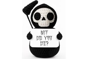FRABACA But Did You Die - Funny Grim Reaper Crochet Plush - Dark Humor Sarcastic Office Desk Decor, Spooky Cute Halloween Gag Gift for Friends Coworkers Women Men, Christmas White Elephant Boo Basket Stuffers