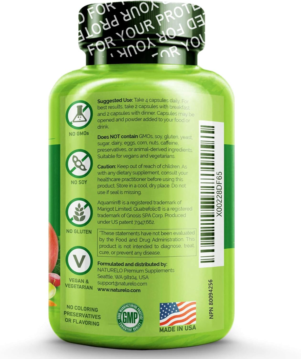 NATURELO Whole Food Multivitamin for Women 50+ (Iron Free) Natural