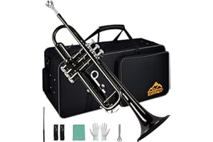 EASTROCK Bb Trumpet Standard Trumpet Set with Carrying Case,Gloves, 7C Mouthpiece and Cleaning Kit (Black)