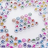 Looconi 1000pcs Letter Beads Colorful Heart and Smiley Beads 7x4mm for Jewelry Making Bracelet Hair Braids Crafts