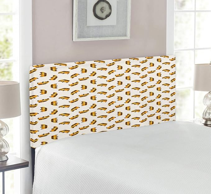 Ambesonne Car Headboard, Cartoon Style Automobiles