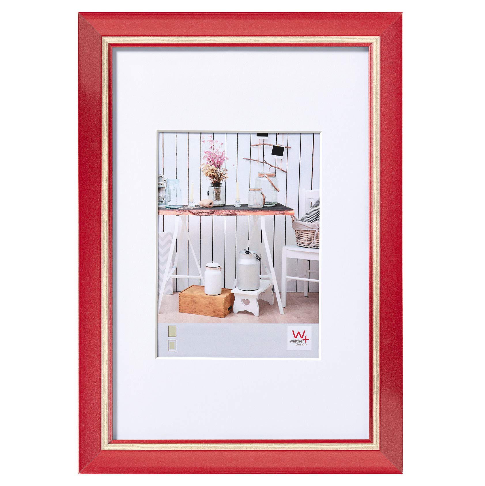 walther design Picture Frame Red 24 x 30 cm with PassepArtout, Chalet Design Frame EL430R