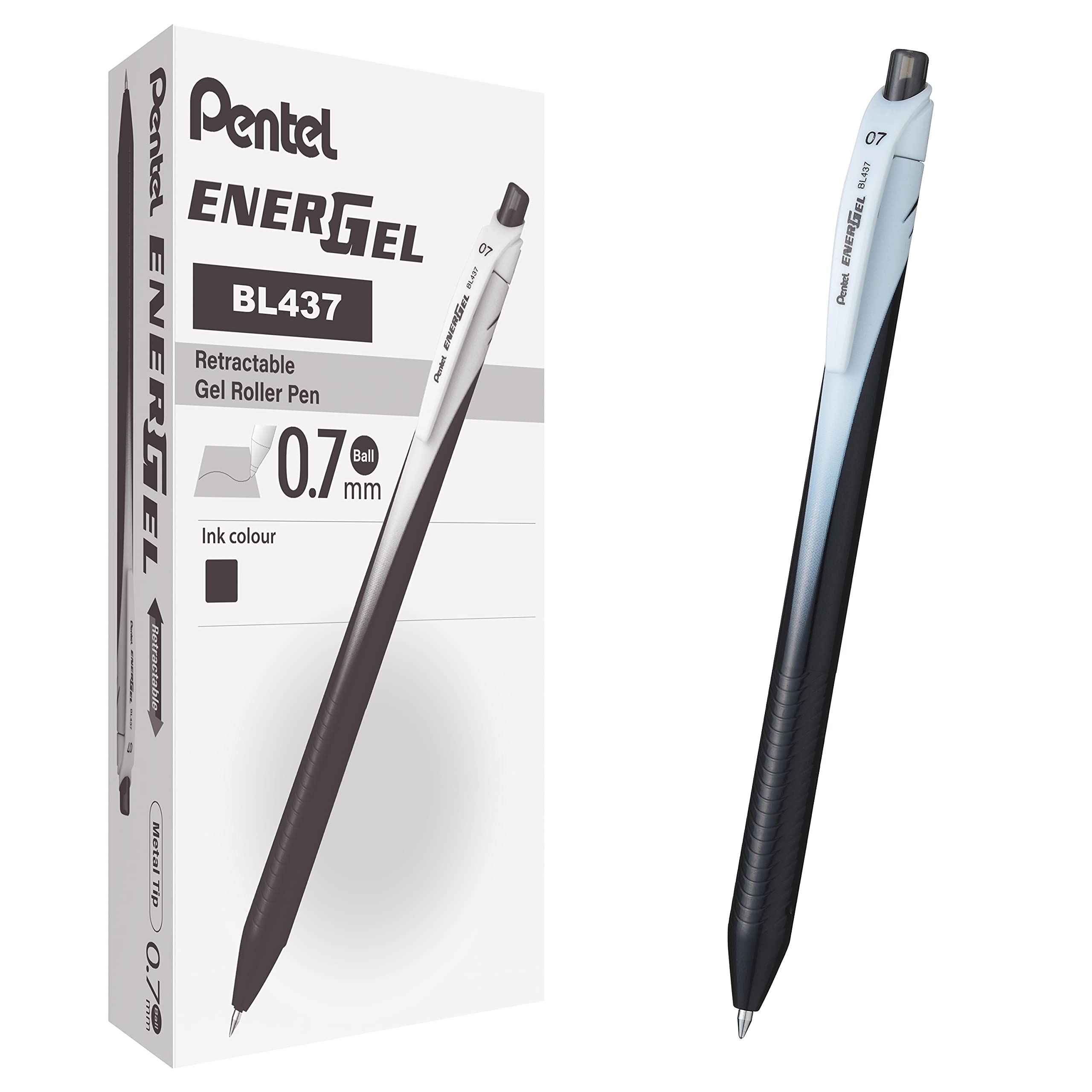 Pentel BL437 Energel Slim roller shutter 0.7 mm Black