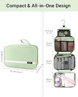 Maliton Hanging Toiletry Bag Large Foldable Travel Wash Bag Light Green view 3
