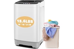 NICTEMAW 15.6Lbs Portable Washing Machine, 2.1 Cu.ft Portable Washer with Drain Pump, Faucet Adaptor, 10 Wash Programs/8 Water Levels Compact Laundry Washer and Dryer Combo for Apartments RV Dorms