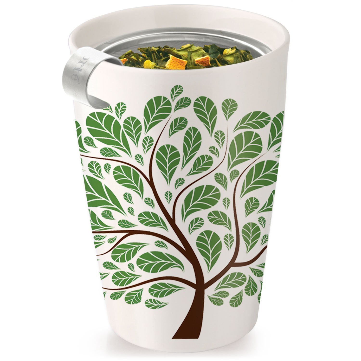 Tea Forte KATI Cup Loose Leaf Tea Brewing System, Green Leaves on